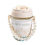 Mini Bouteille D'eau En Verre Avec Chaîne De Perles Kawaii