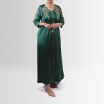 ROBE CAFTAN MERYOUMA EN SATIN - Vert